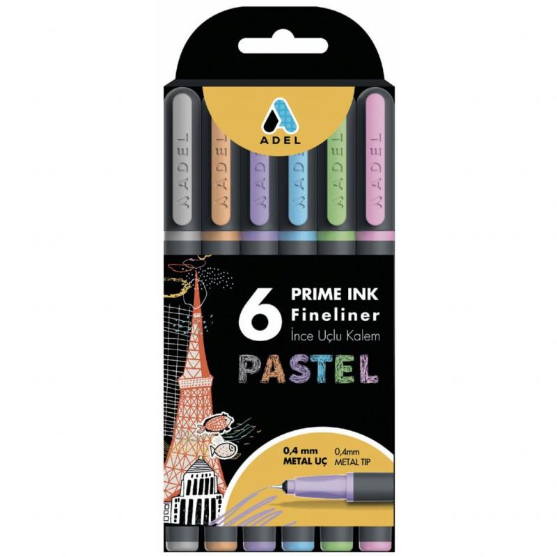 Popisovače Prime Ink liner sada (6ks) - pastelové odstíny