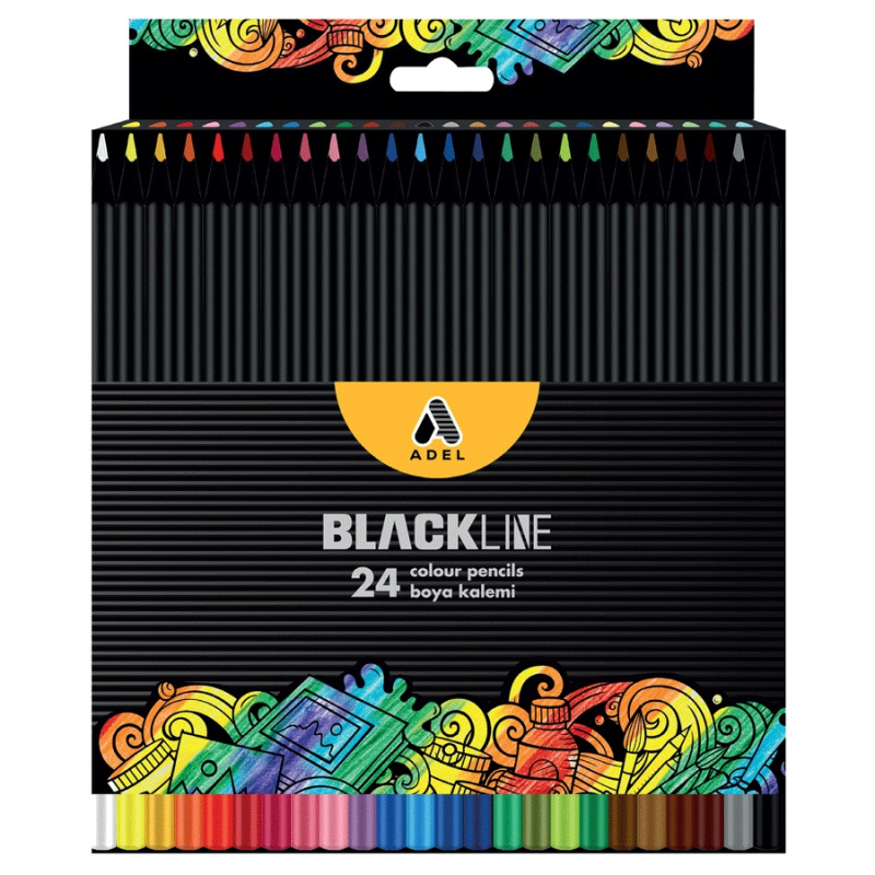 Pastelky Blackline trojhranné sada (24ks) - zákadní mix