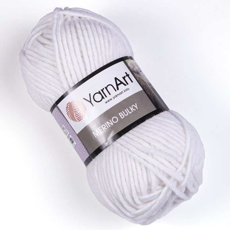 Pletací příze YarnArt MERINO BULKY 501 bílá, jednobarevná, 100g/100m