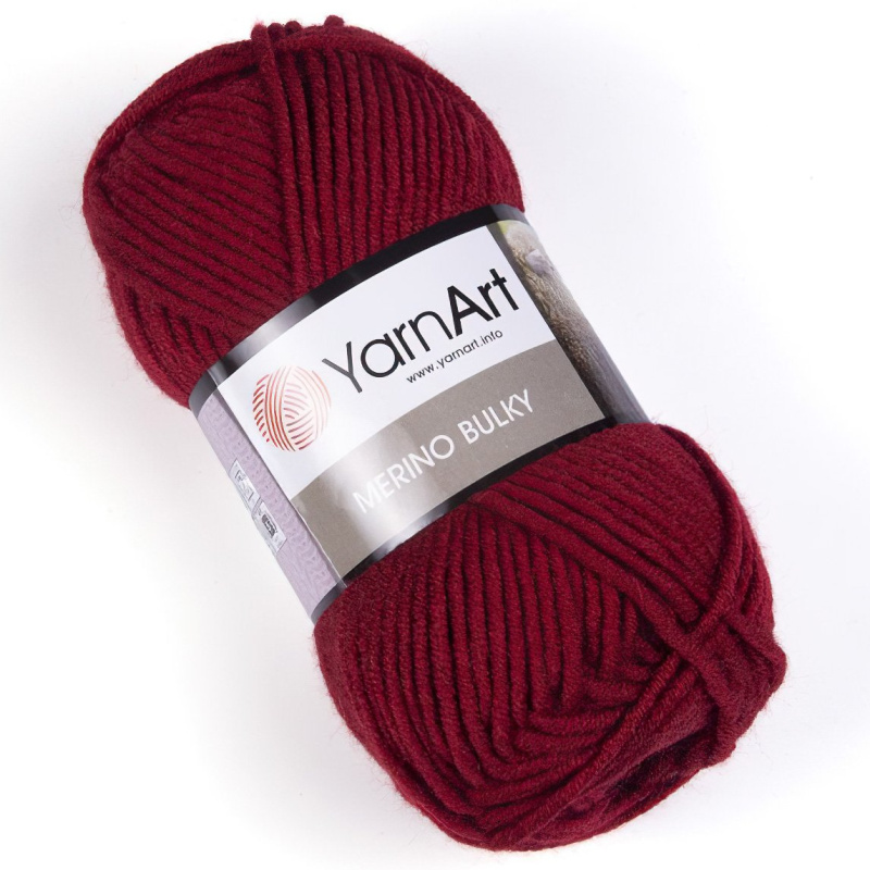 Pletací příze YarnArt MERINO BULKY 3024 vínová, jednobarevná, 100g/100m