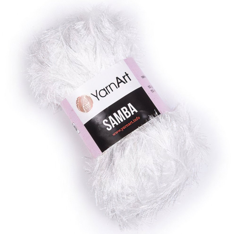 Pletací příze YarnArt SAMBA 01 bílá, efektní, 150g/100m