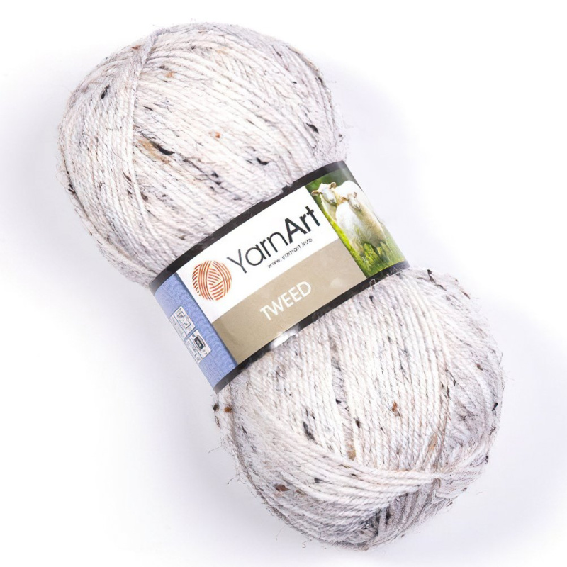 YarnArt pletací příze TWEED 220 přírodní bílá s barevnými nopky, 100g/300m