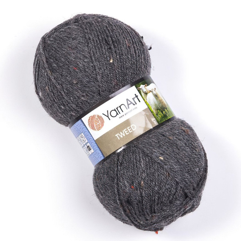 YarnArt pletací příze TWEED 225 tmavě šedá s barevnými nopky, 100g/300m