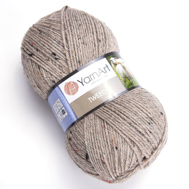 YarnArt pletací příze TWEED 227 světle hnědá s barevnými nopky, 100g/300m