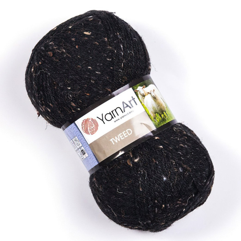 YarnArt pletací příze TWEED 228 černá s barevnými nopky, 100g/300m