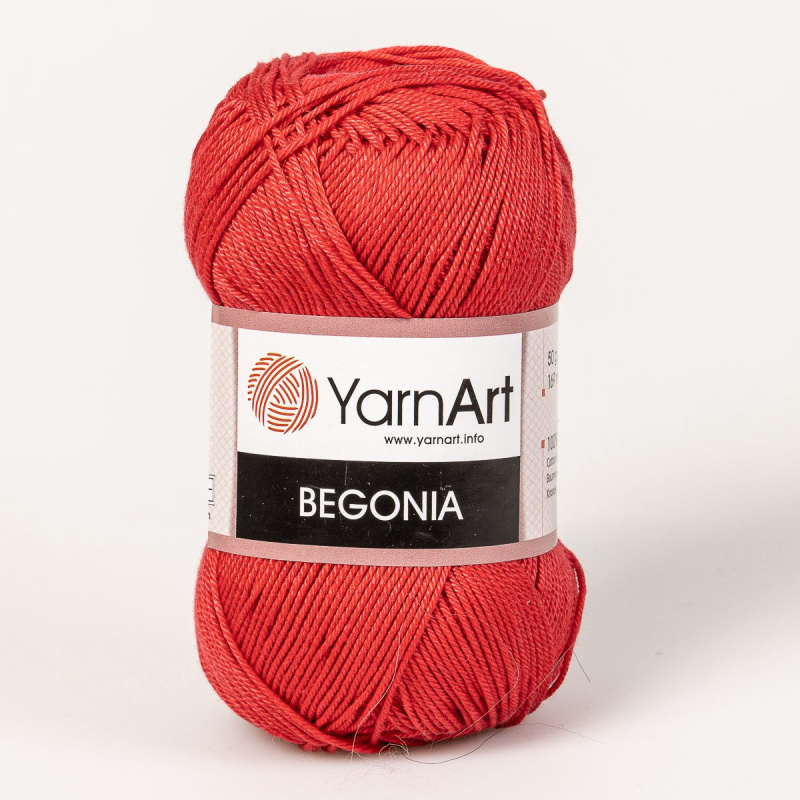 YarnArt Pletací / háčkovací příze YarnArt BEGONIA 6328 červená, jednobarevná, mercerovaná, 50g/169m
