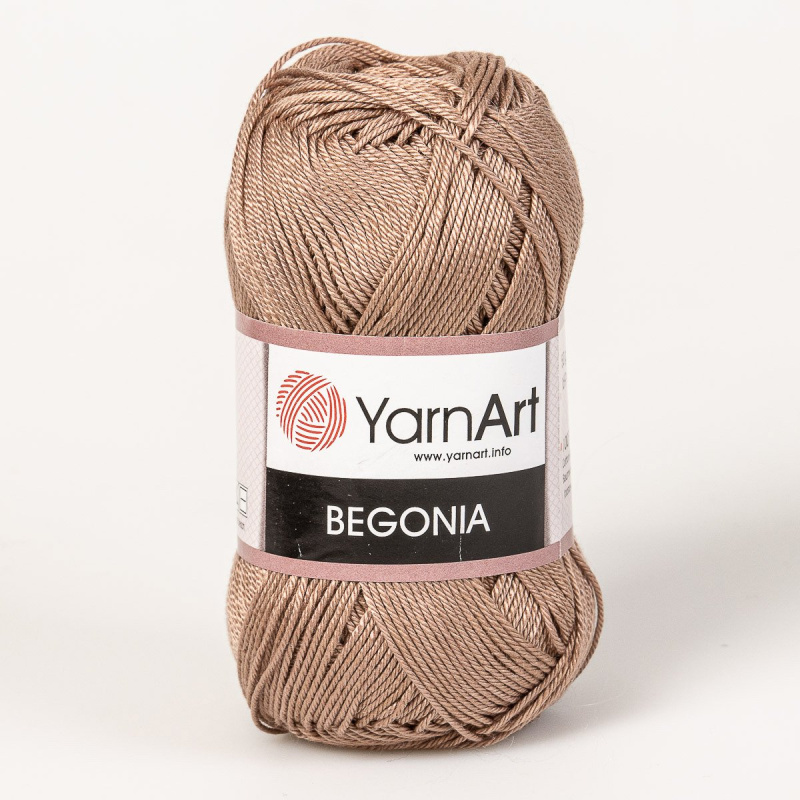 YarnArt Pletací / háčkovací příze YarnArt BEGONIA 0015 světle hnědá, jednobarevná, mercerovaná, 50g/169m