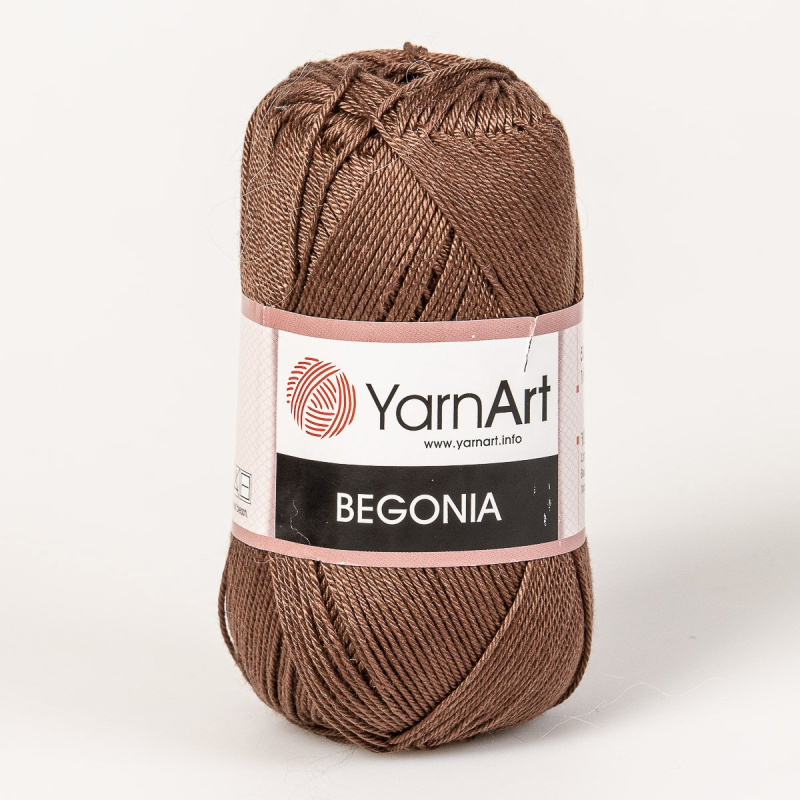 YarnArt Pletací / háčkovací příze YarnArt BEGONIA 0077 hnědá, jednobarevná, mercerovaná, 50g/169m