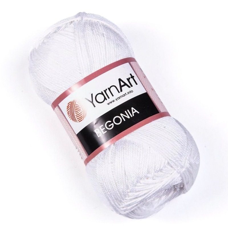 YarnArt Pletací / háčkovací příze YarnArt BEGONIA 1000 bílá, jednobarevná, mercerovaná, 50g/169m