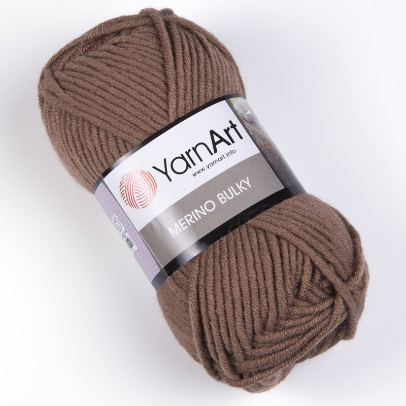 Pletací příze YarnArt MERINO BULKY 514 světle hnědá, jednobarevná, 100g/100m