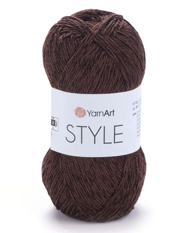 Pletací / háčkovací příze YarnArt STYLE  672 hnědá, jednobarevná, viskózová, 50g/185m