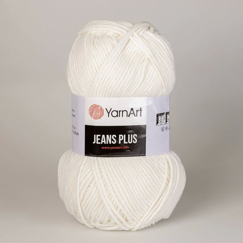 YarnArt Pletací / háčkovací příze YarnArt JEANS PLUS 01 bílá, jednobarevná, 100g/160m