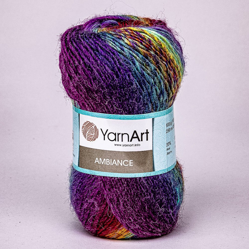 Pletací příze YarnArt AMBIANCE 154 rezavo-zeleno-fialová, melírovaná, 100g/250m
