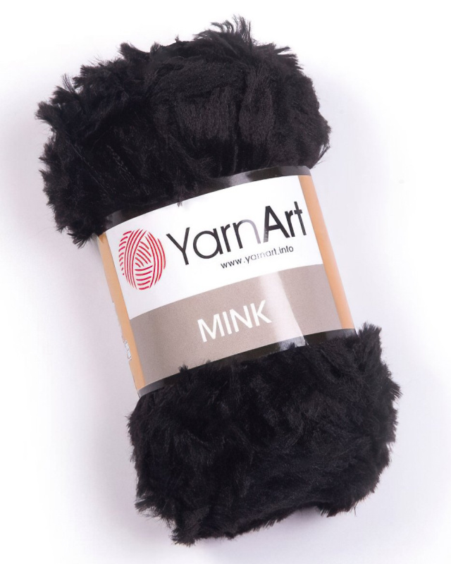 Pletací / háčkovací příze YarnArt MINK 346 černá, kožešinový efekt, jednobarevná 50g/75m