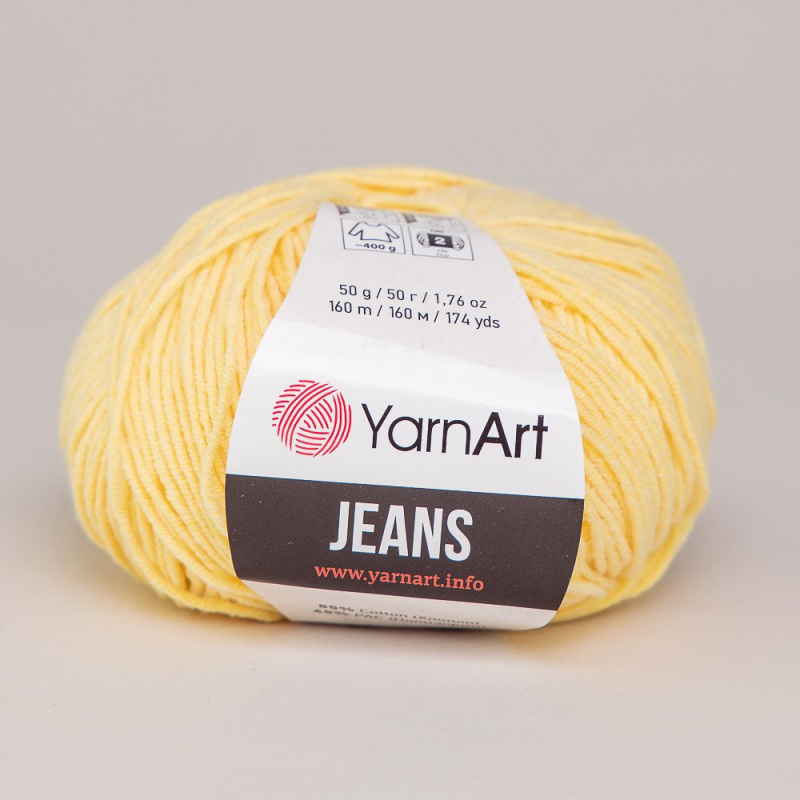 Pletací / háčkovací příze YarnArt GINA / JEANS 88 žlutá, jednobarevná, 50g/160m