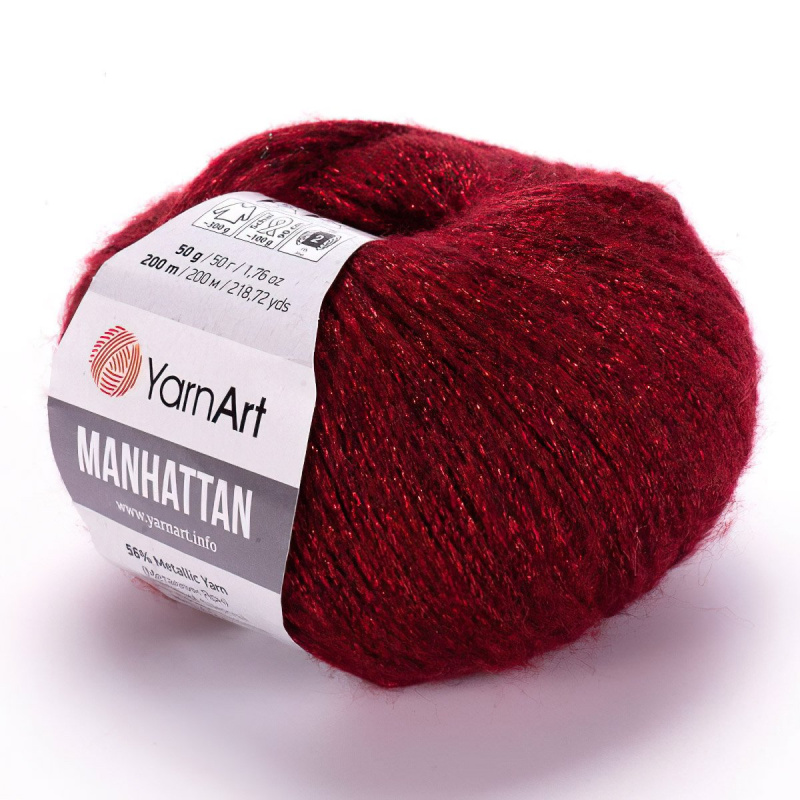 Pletací / háčkovací příze YarnArt MANHATTAN 913 metalická červená, efektní, 50g/200m