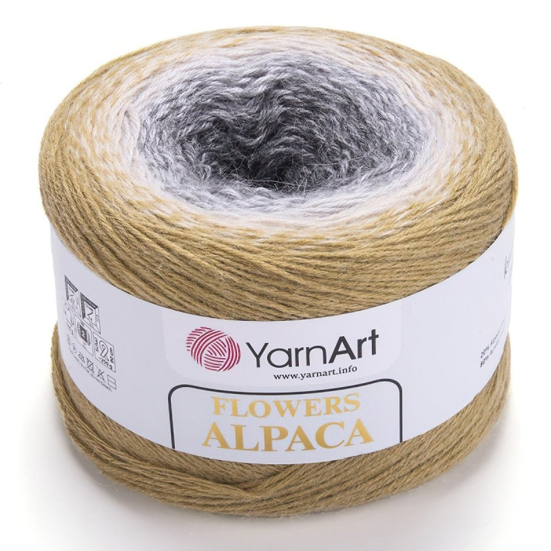 YarnArt Pletací / háčkovací příze YarnArt FLOWERS ALPACA 411 hořčicovo-šedo-černá,, melírovaná (duhová), 250g/940m