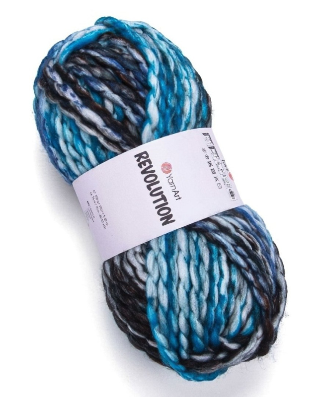 YarnArt pletací příze REVOLUTION 1601 modro-tmavě modrá, efektní, 150g/75m