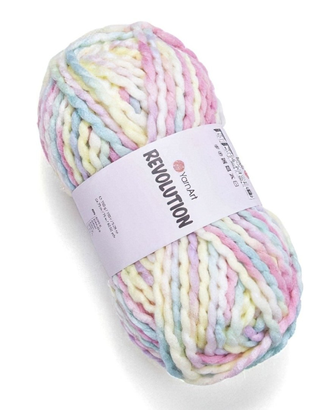 YarnArt pletací příze REVOLUTION 1609 sladká růžovo-žluto-modrá, efektní, 150g/75m