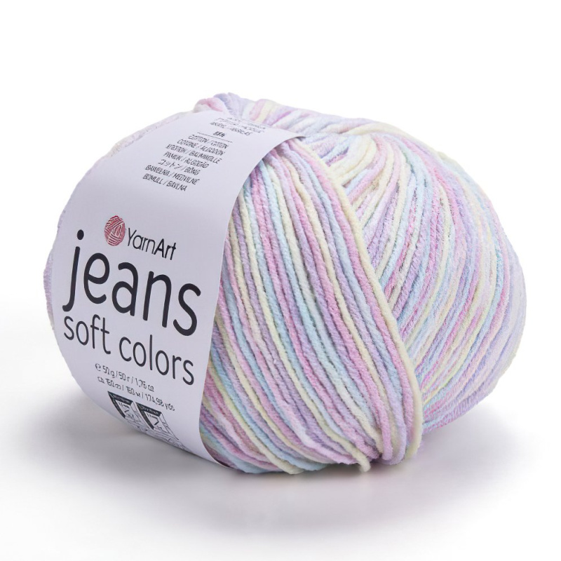 Pletací / háčkovací příze YarnArt JEANS SOFT COLORS 6212 sladká růžová, melírovaná, 50g/160m