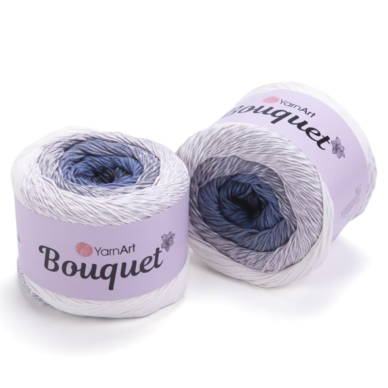 YarnArt Pletací / háčkovací příze YarnArt BOUQUET 701 smetanovo-šedo-modrá, melírovaná, ombré, duhová, 250g/500m