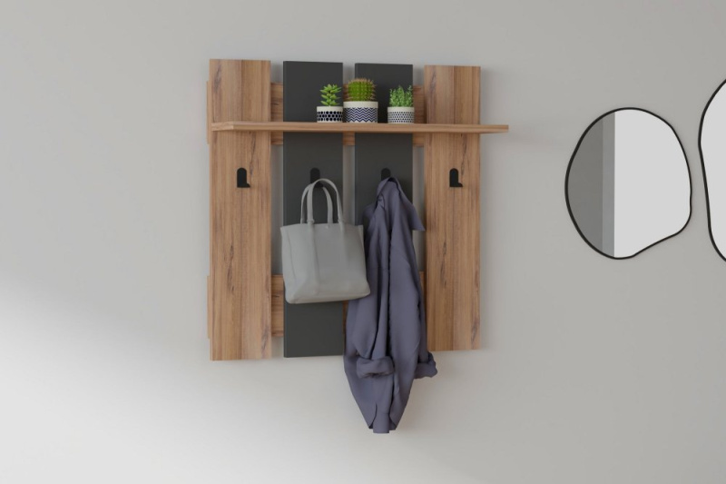 Nástěnný háček Mita - Walnut, Anhtacite