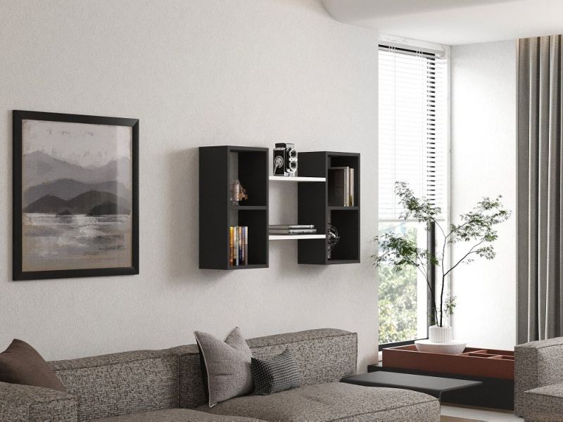 Nástěnná police Bambi - White, Anthracite