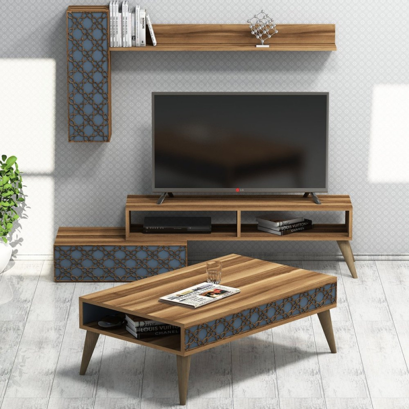 Living Room Furniture Set Planet - Walnut, Chalcedony