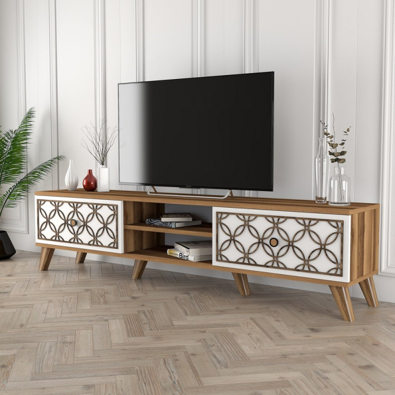 TV stolek Class - Walnut, White