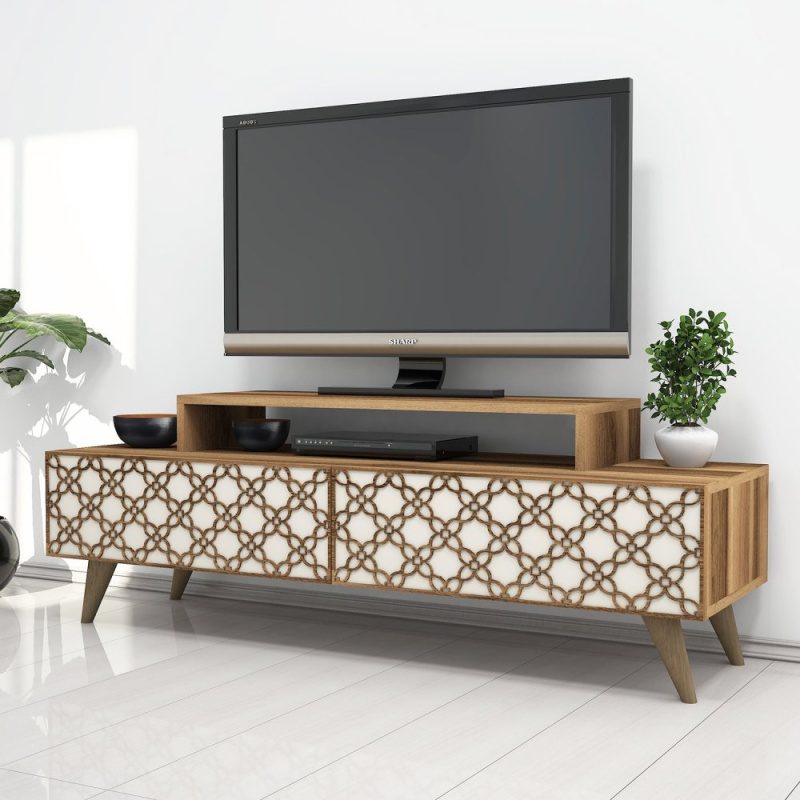 TV stolek City - Walnut, Cream