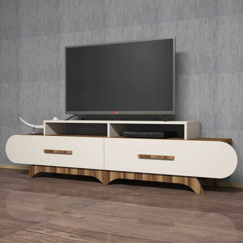TV stolek Flora - Walnut, Cream