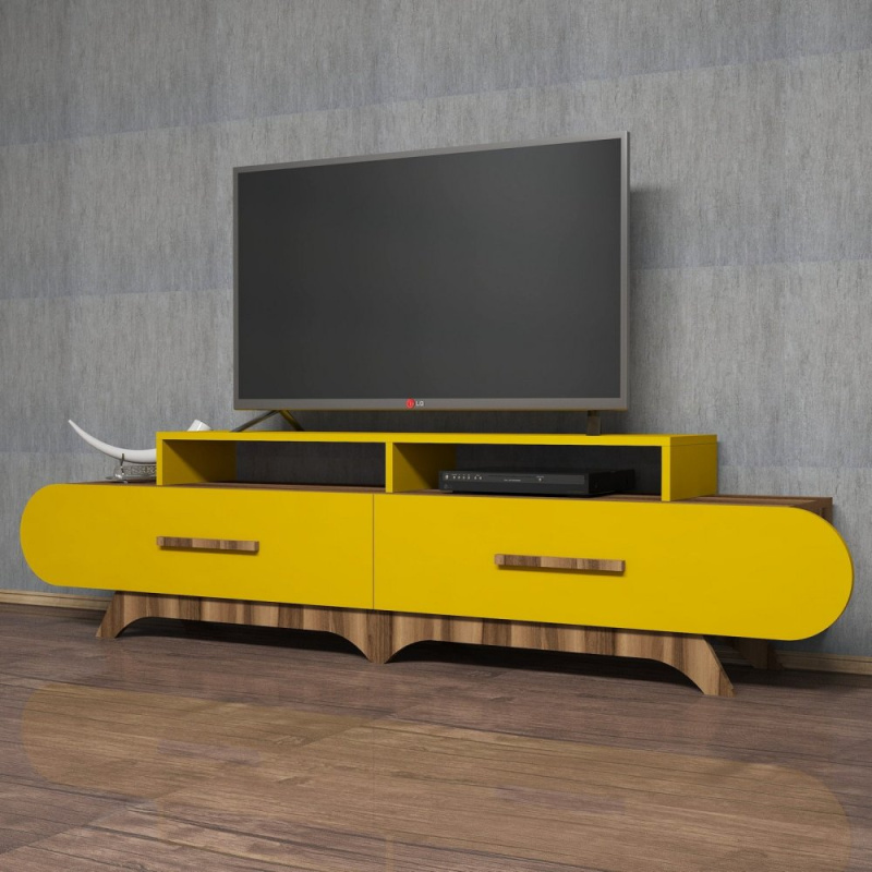 TV stolek Flora - Walnut, Yellow
