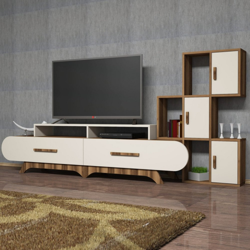 TV stěna / Sestava pod TV Flora S - Walnut, Cream