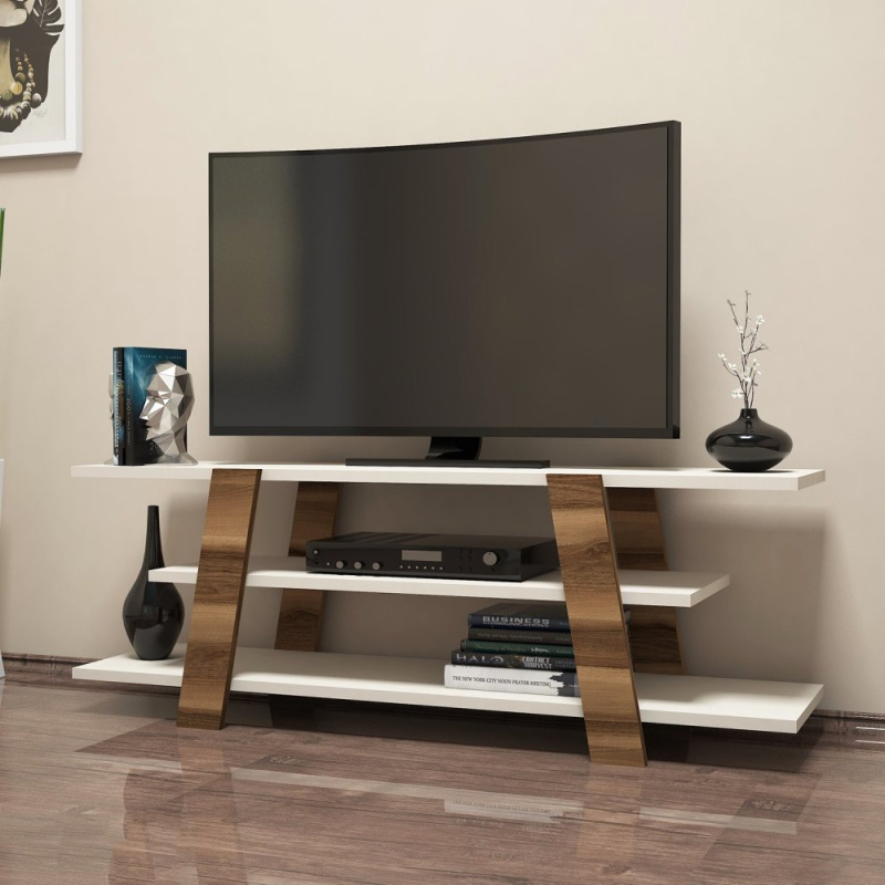 TV stolek Flower - Walnut, Cream