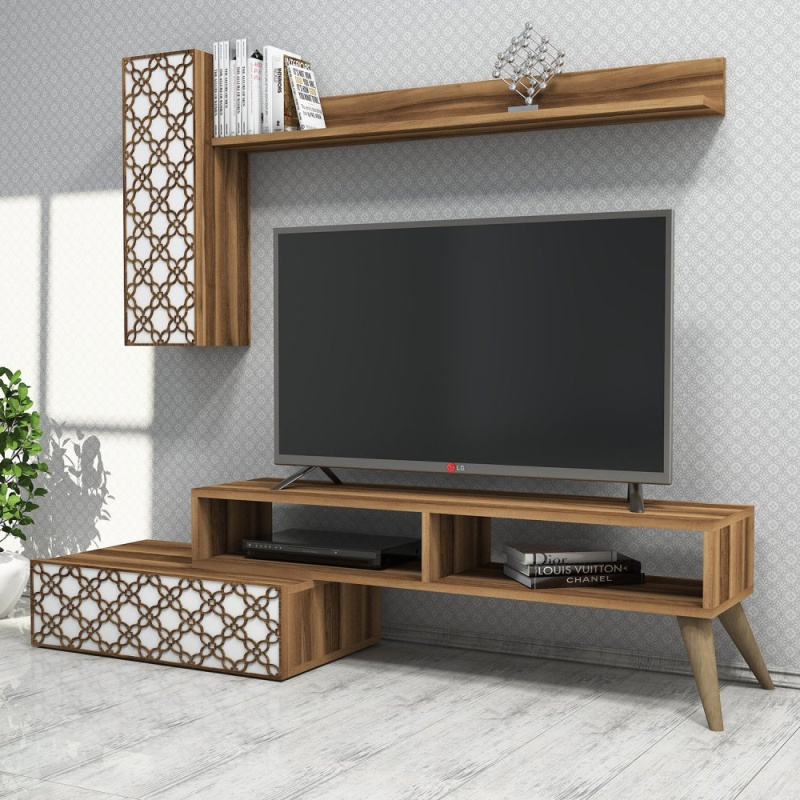 TV stěna / Sestava pod TV Planet - Walnut, White