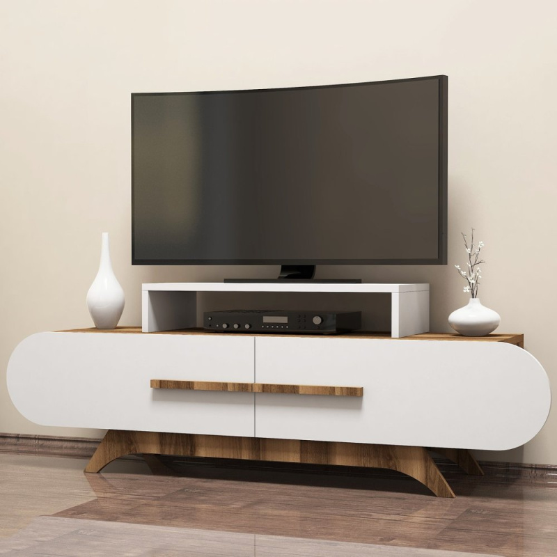 TV stolek Rose - Walnut, White