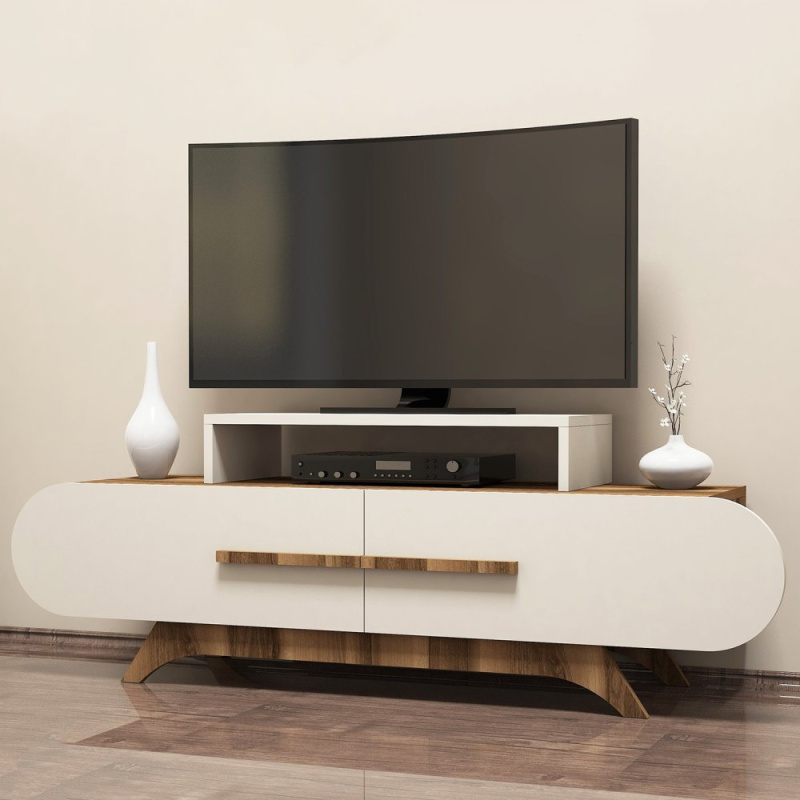 TV stolek Rose - Walnut, Cream