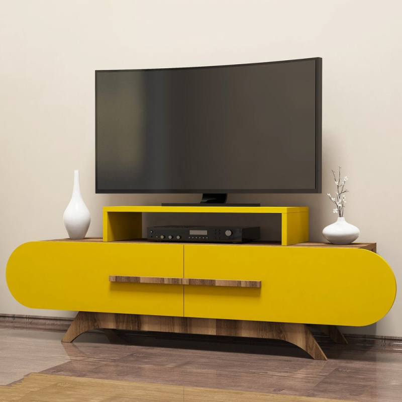 TV stolek Rose - Walnut, Yellow