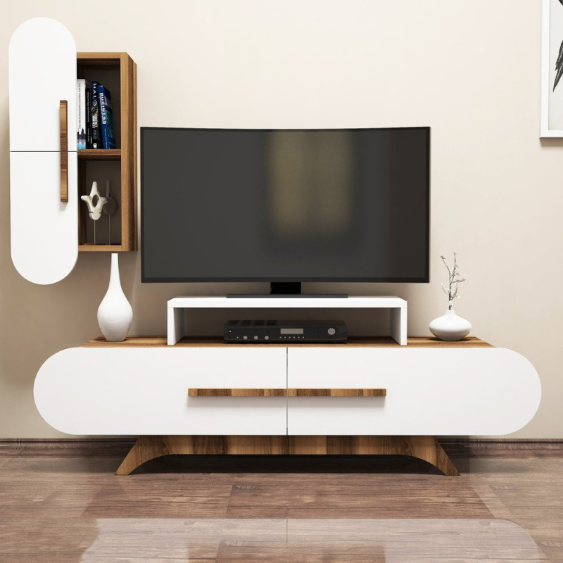 TV stěna / Sestava pod TV Rose S - Walnut, White