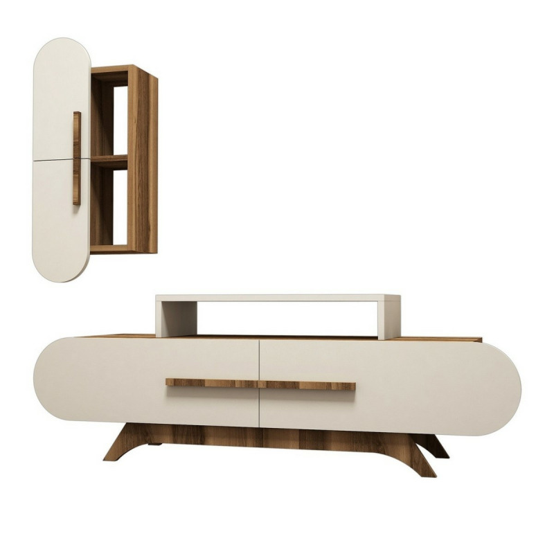 TV stěna / Sestava pod TV Rose S - Walnut, Cream