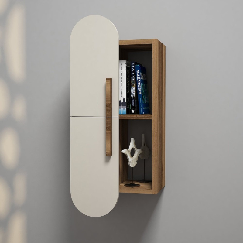 Nástěnná police Rose - Walnut, Cream