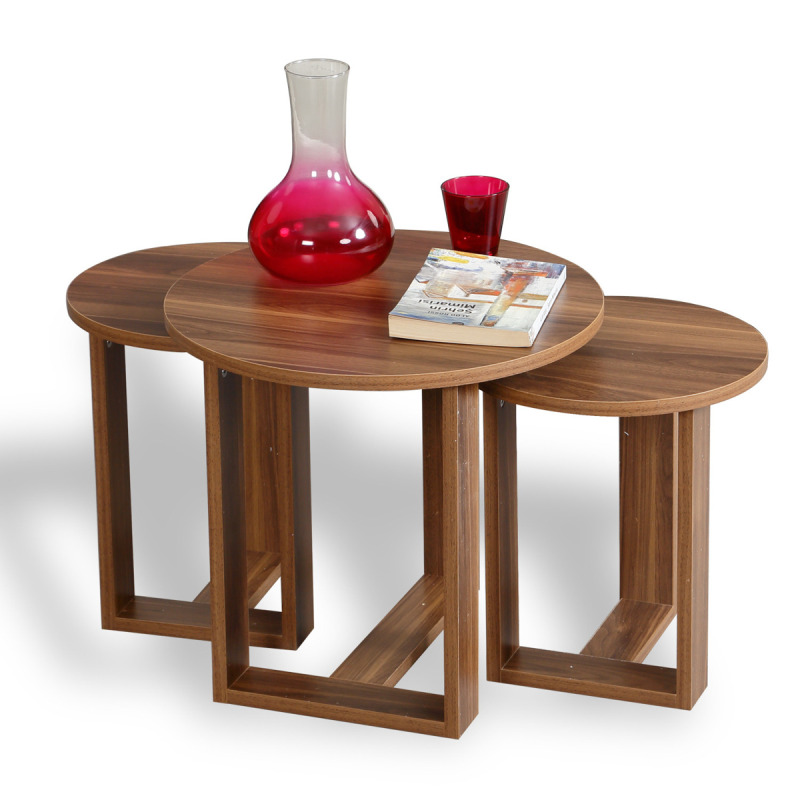 Sada odkládacích stolků (3 kusy) Mira - Walnut
