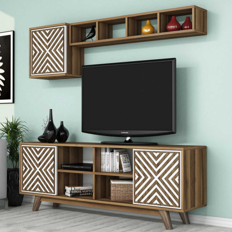 TV stěna / Sestava pod TV Inci - Walnut, White
