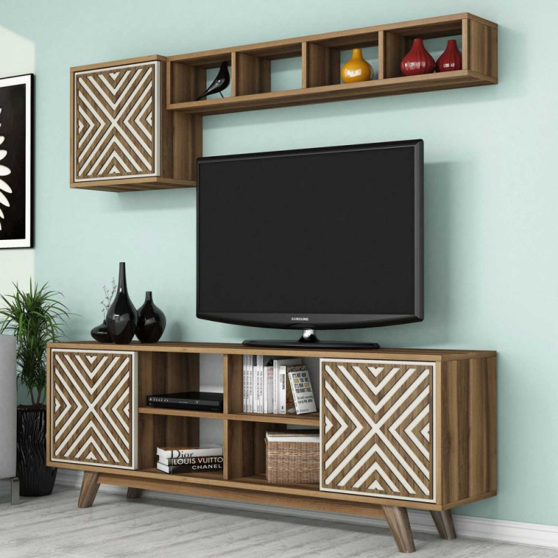 TV stěna / Sestava pod TV Inci - Walnut, Cream