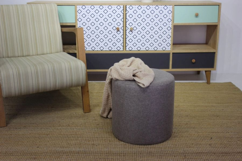 Taburet Silindir Puf - Anthracite