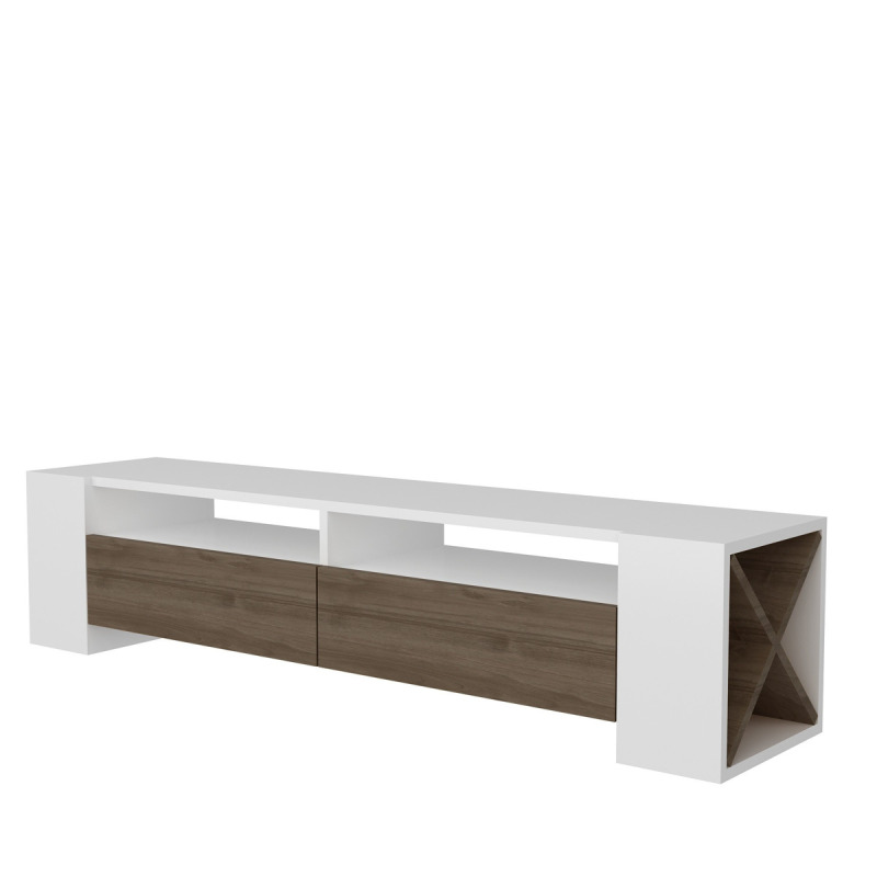 TV stolek Sosruko - White, Walnut