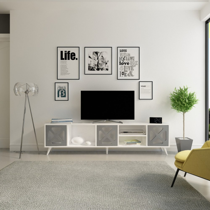 TV stolek Sinef - White , Anthracite