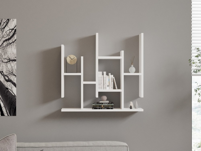 Nástěnná police Flower - White