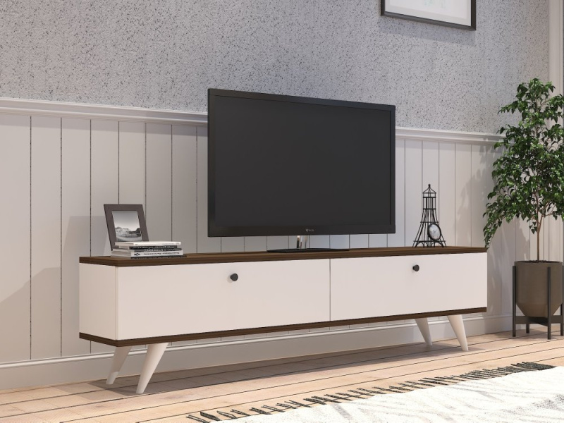 TV stolek Paris - White, Walnut