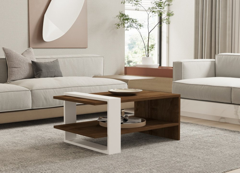 Konferenční stolek Gaye - Walnut, White